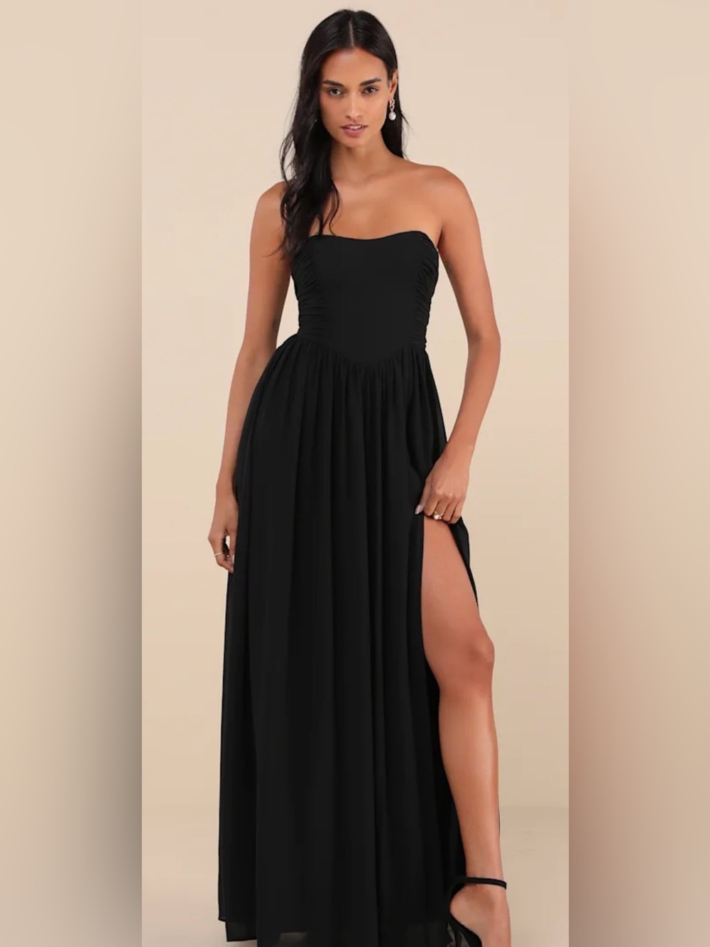 Lulus Formal Luxe Favorite Black Strapless Maxi Dress NWT S